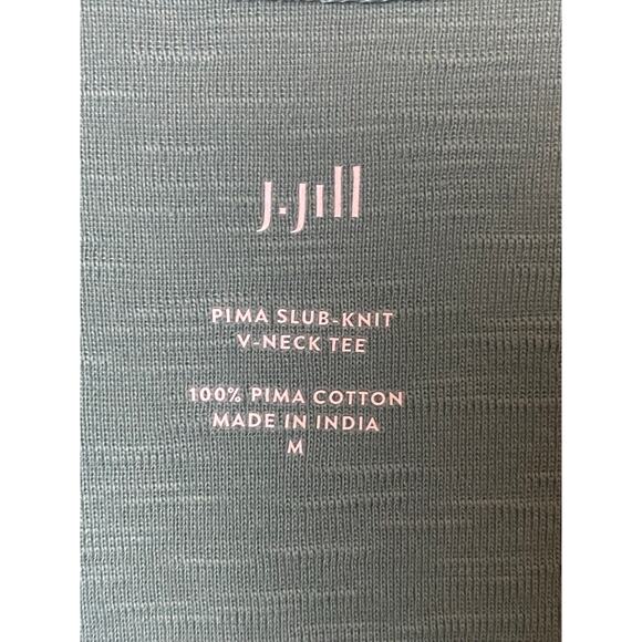 J. Jill Green 100% Pima Cotton Slub-Knit V-Neck Tee Women's Size Medium - Picture 3 of 6